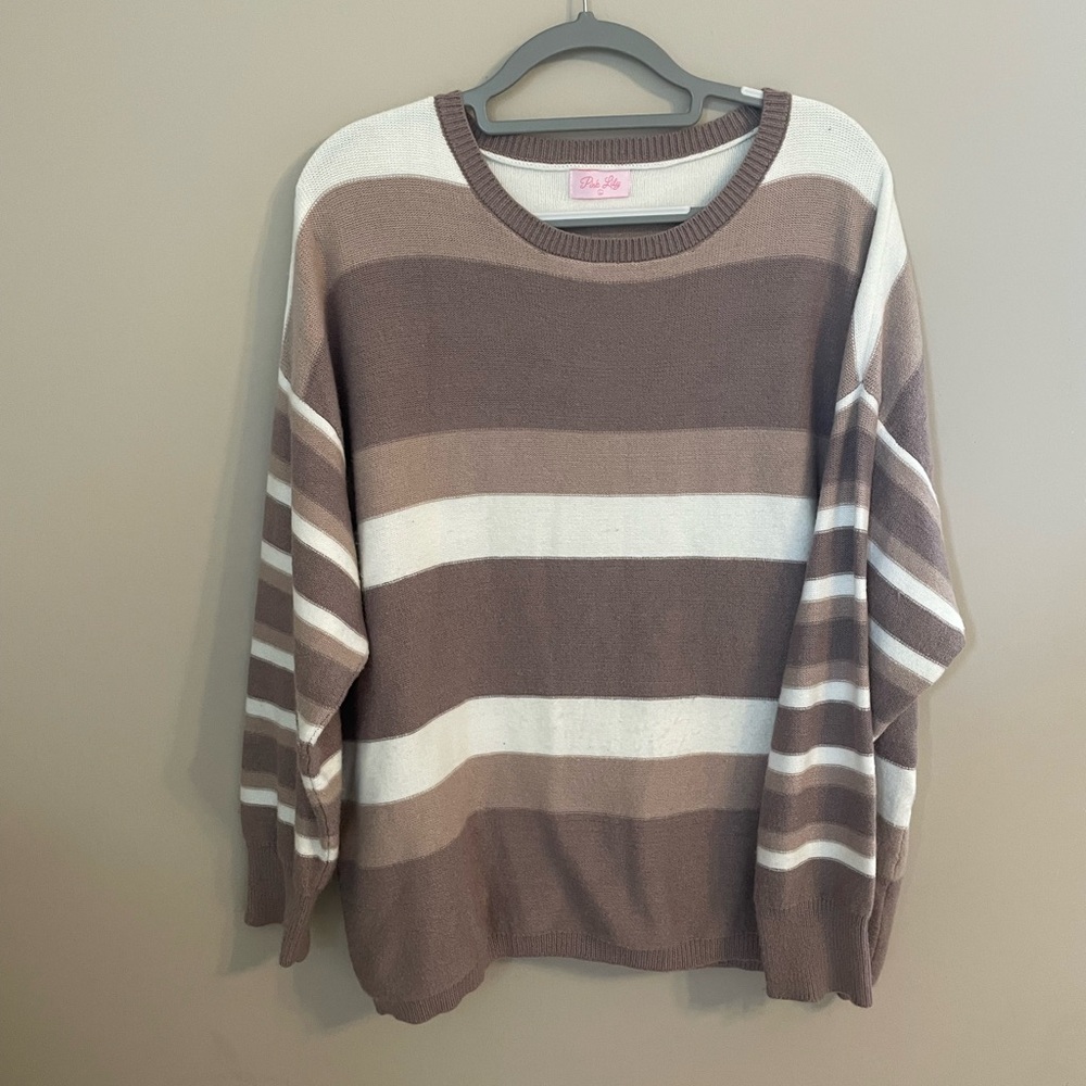 Brown, Tan and White Striped Sweater